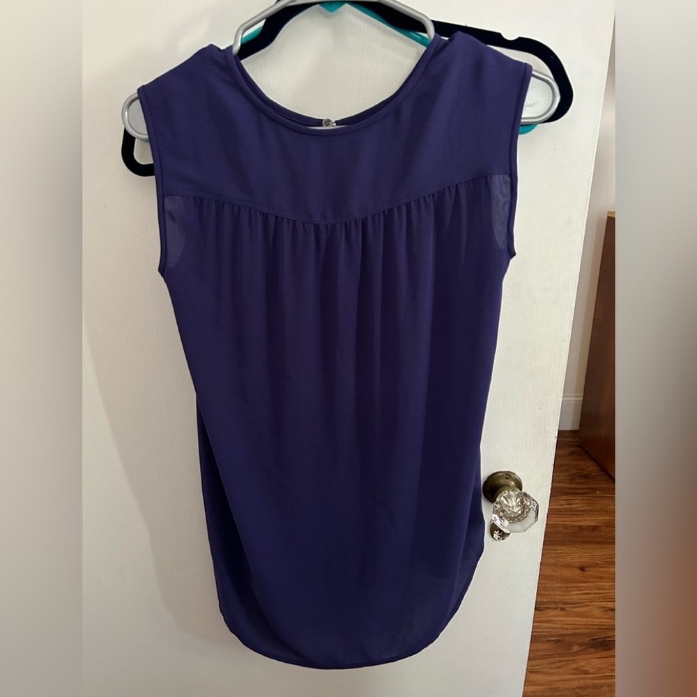 Dark purple sleeveless silky dress shirt